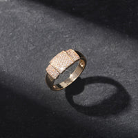 Roségouden ring met zirkonia pavé balk