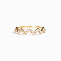 Gouden golvende zigzag ring met zirkonia