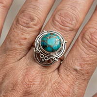Zilveren ring met turquoise edelsteen en filigrein