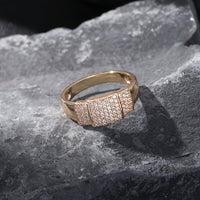 Roségouden ring met zirkonia pavé balk