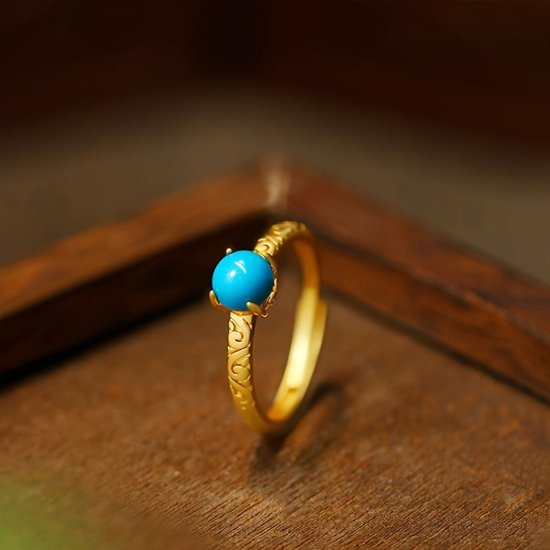 Gouden vintage ring met turquoise edelsteen