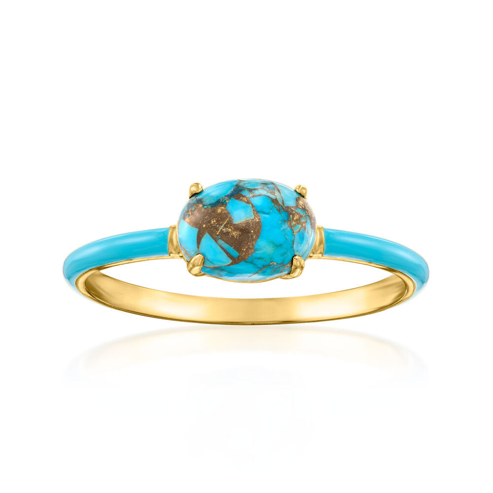 Gouden vintage oorbellen met turquoise stenen