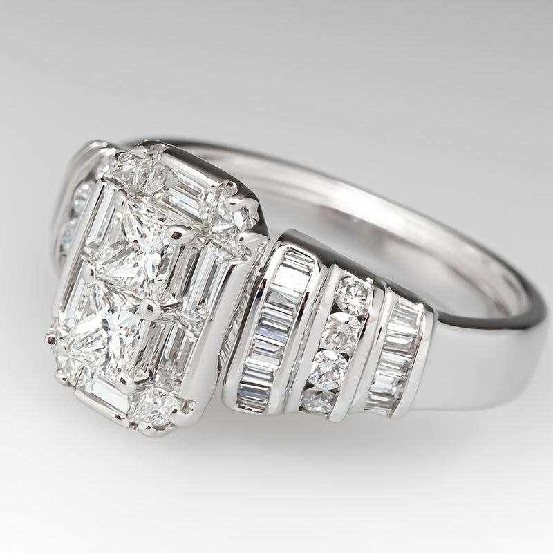 Zilveren ringenset met princess-geslepen zirkonia