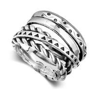 Zilveren brede bandring met Azteeks bohemian motief