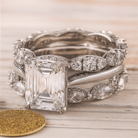 Zilveren ringenset met emerald-slijpsel zirkonia