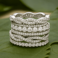 Zilveren gevlochten ring met zirkonia