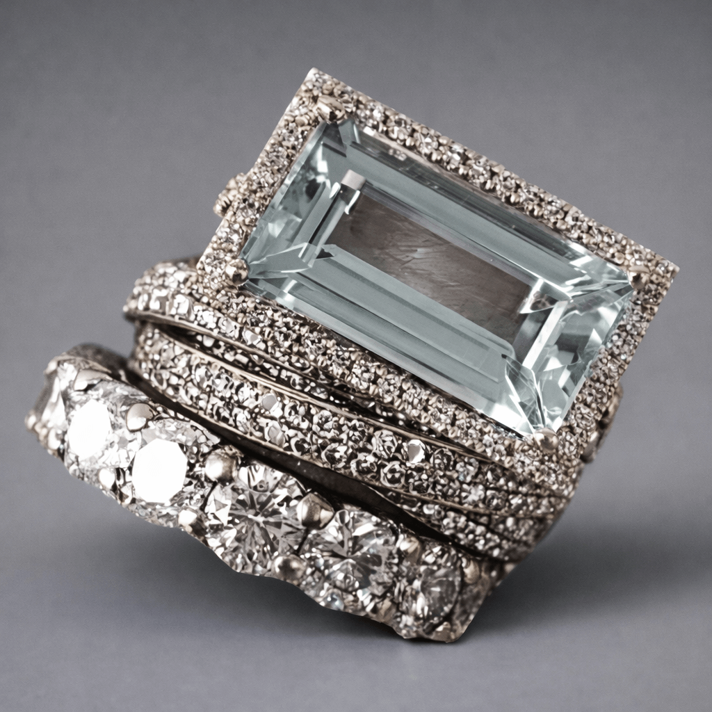 Zilveren ringenset met emerald-geslepen aquamarijn en zirkonia