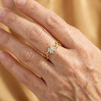Gouden ring met klavertjevier van witte zirkonia