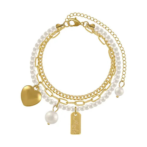 Gouden armband met parels en harthanger