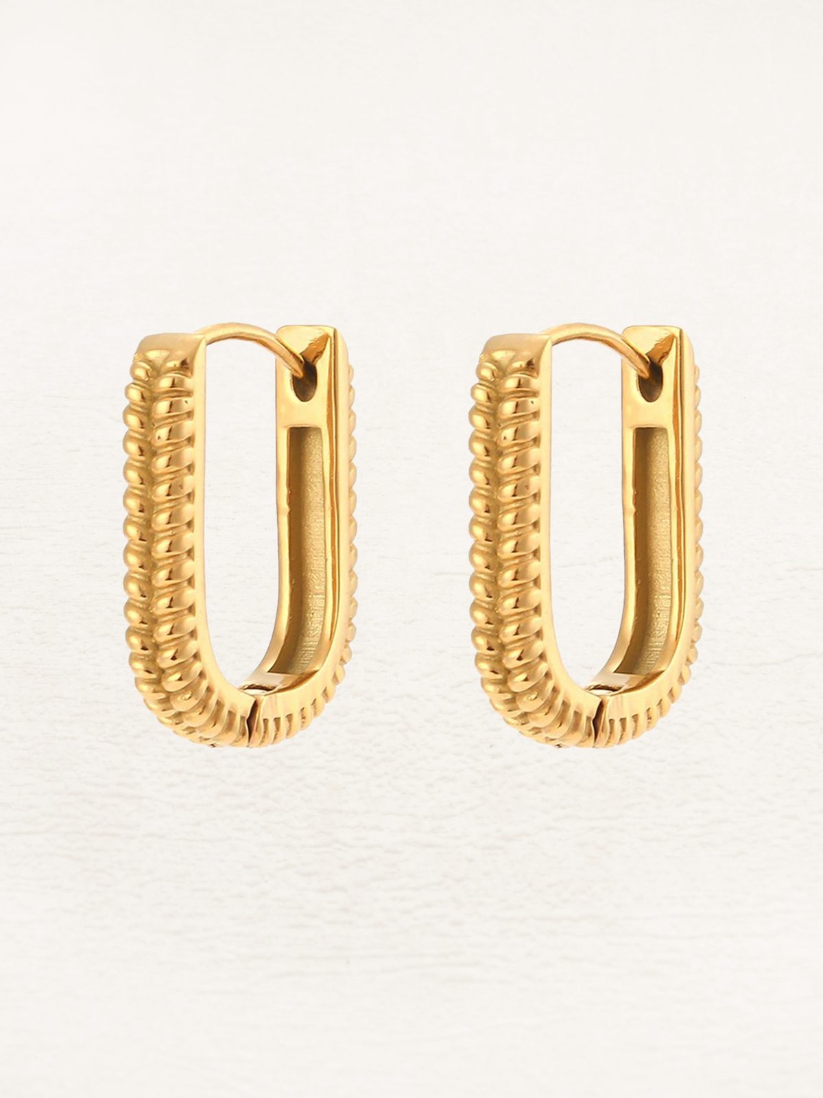 Gouden ovale ribbel oorbellen