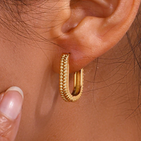 Gouden ovale ribbel oorbellen