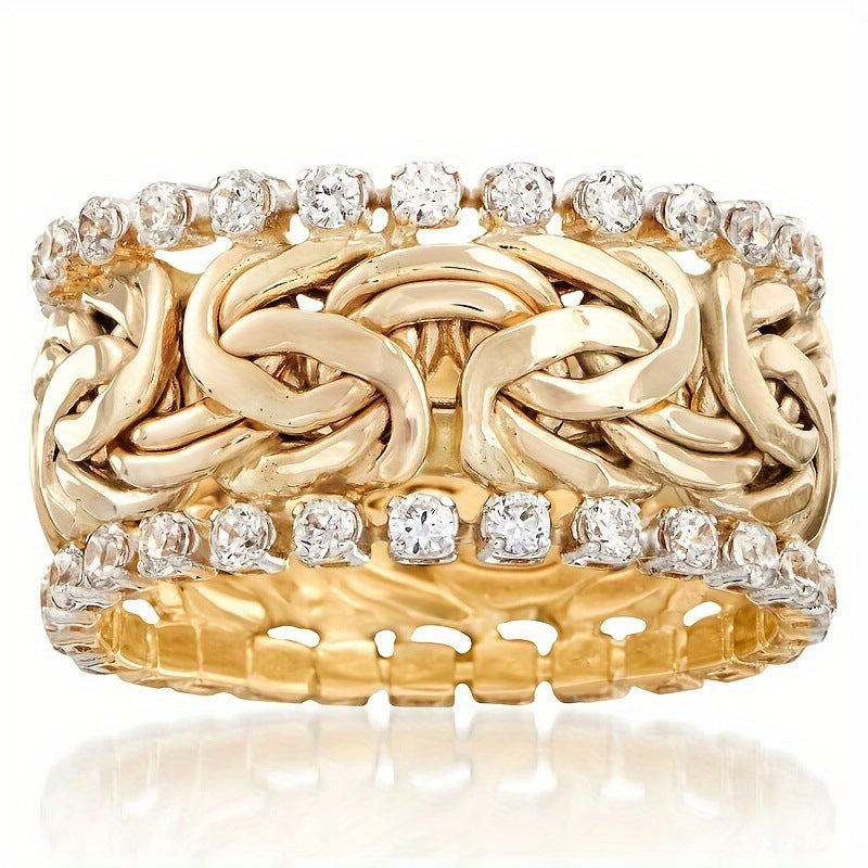 Gouden byzantijnse bandring met zirkonia randen