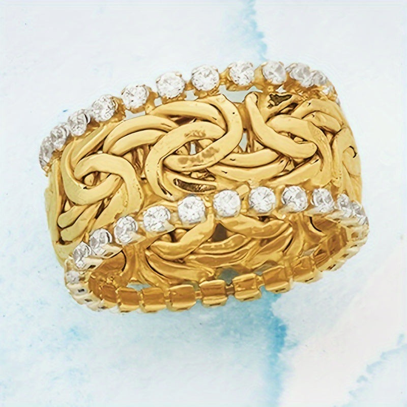 Gouden byzantijnse bandring met zirkonia randen