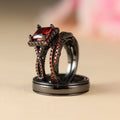 Zwart goud rode diamant driedelige set