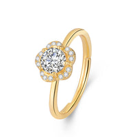 Gouden bloemring met sprankelende zirconia