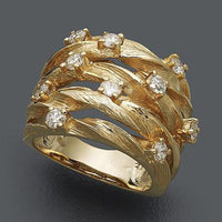 Gouden tak-ring met verspreide zirkonia