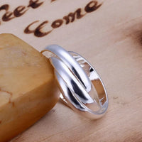 Zilveren drievoudige verweven ring