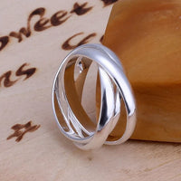 Zilveren drievoudige verweven ring