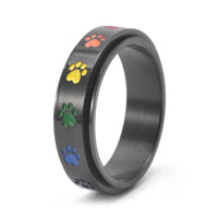 Roségouden anti-stress ring met regenboog pootjes