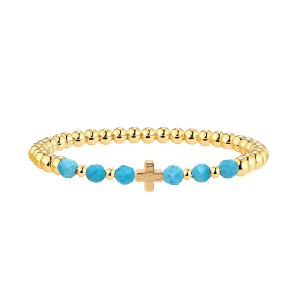 Gouden armband met turquoise kralen