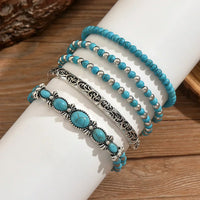 Bohemian zilveren armbandenset met turquoise