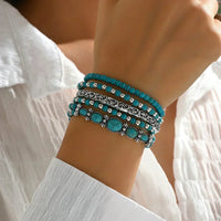 Bohemian zilveren armbandenset met turquoise