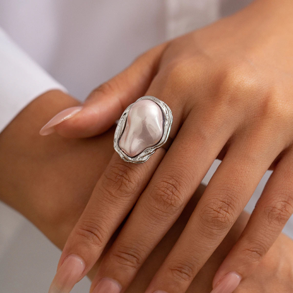 Gouden ringenset met barokparels