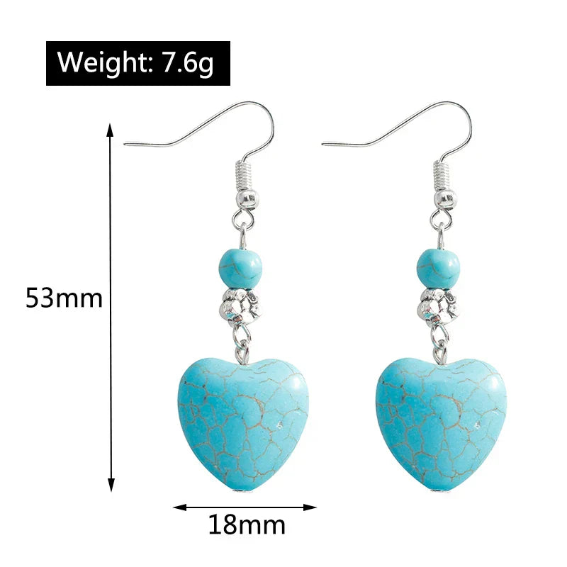 Zilveren oorbellen met turquoise hart