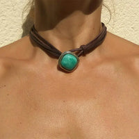 Bohemian wikkelketting met turquoise edelsteen
