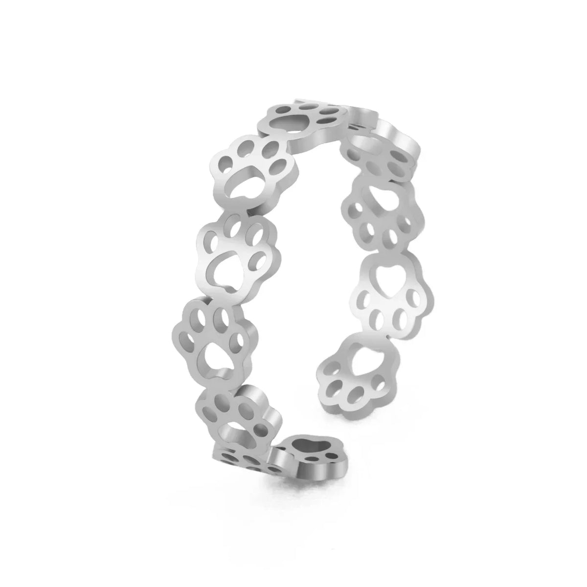 Zilveren ring met hondenpootjes