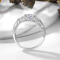 Zilveren vintage filigraan ring met zirkonia