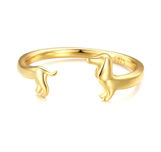 Roségouden teckel ring
