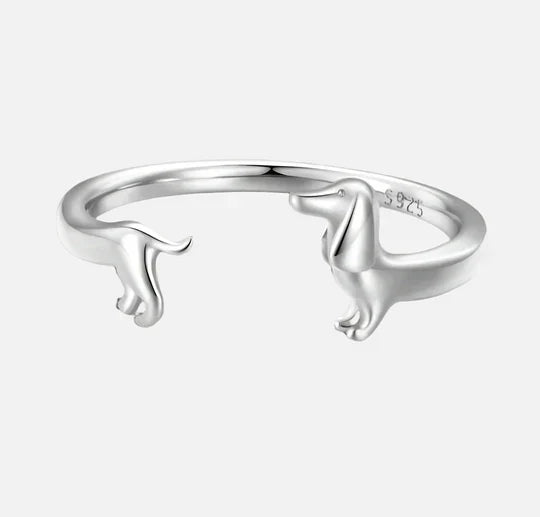 Roségouden teckel ring