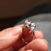 Zilveren verstelbare ring met terrierhondje