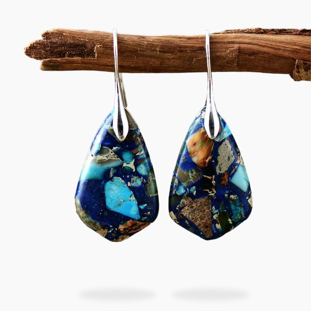 Zilveren oorbellen met blauwe sediment-jaspis