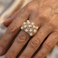 Gouden ring met parels en zirkonia