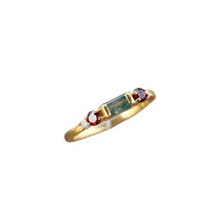 Gouden vintage ring met mosagaat en granaten