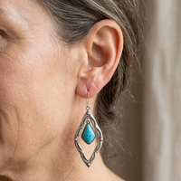 Zilveren bohemian oorbellen met turquoise ruit