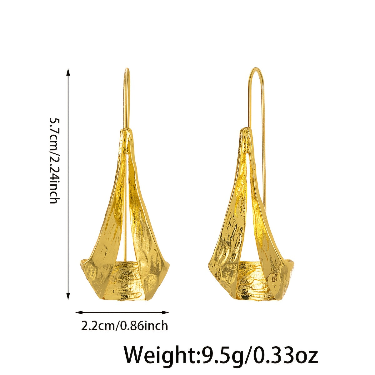 Gouden gehamerde abstracte hangoorbellen