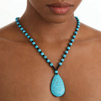 Bohemian kralenketting met turkooizen druppelhanger