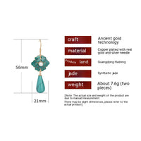 Vintage oorbellen met turquoise bloem en druppelhanger