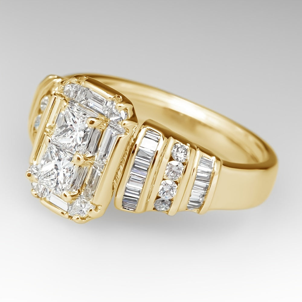Zilveren ringenset met princess-geslepen zirkonia