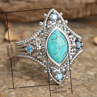 Zilveren vintage ring met marquise turkoois en blauwe steentjes