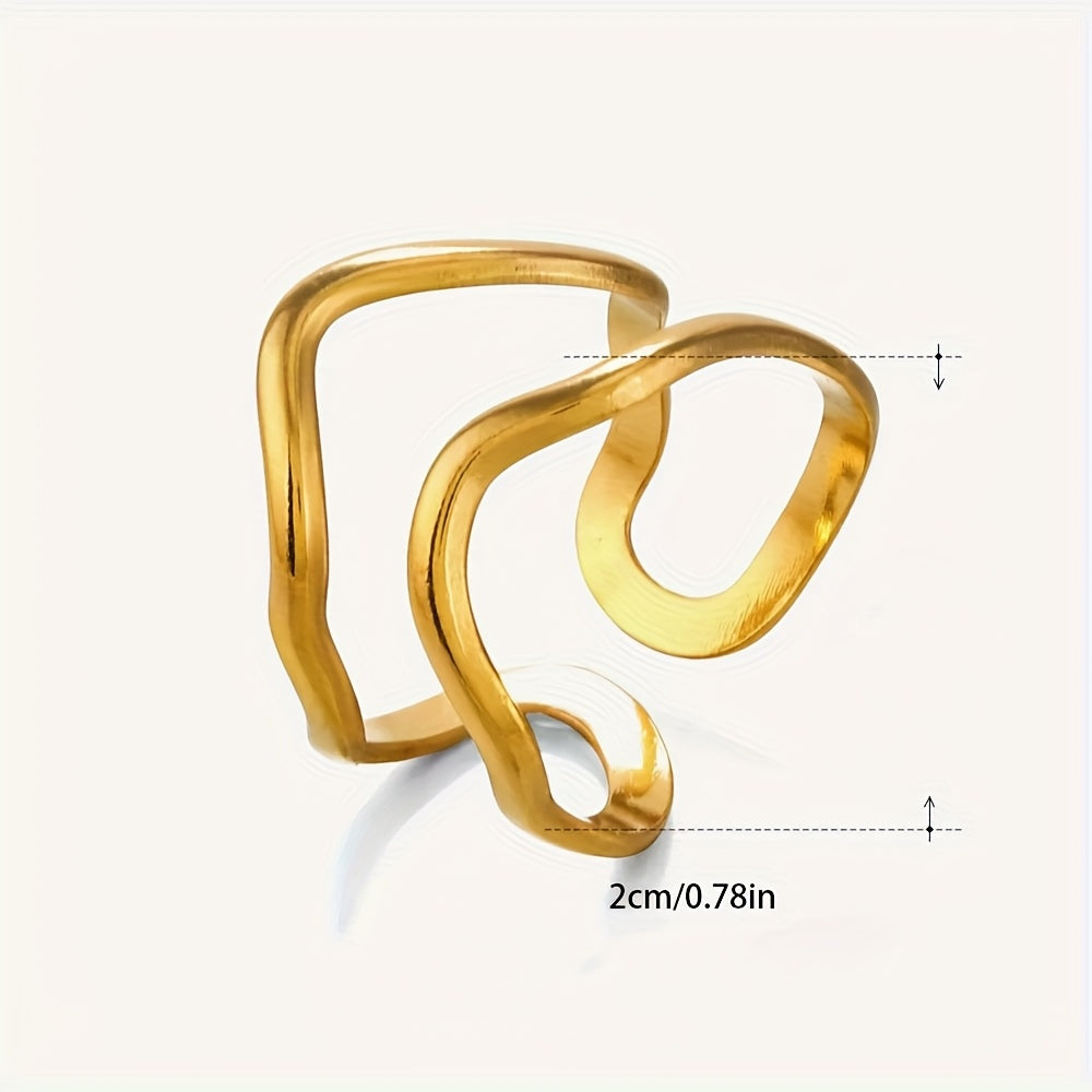 Gouden minimalistische ringenset met golfdesign