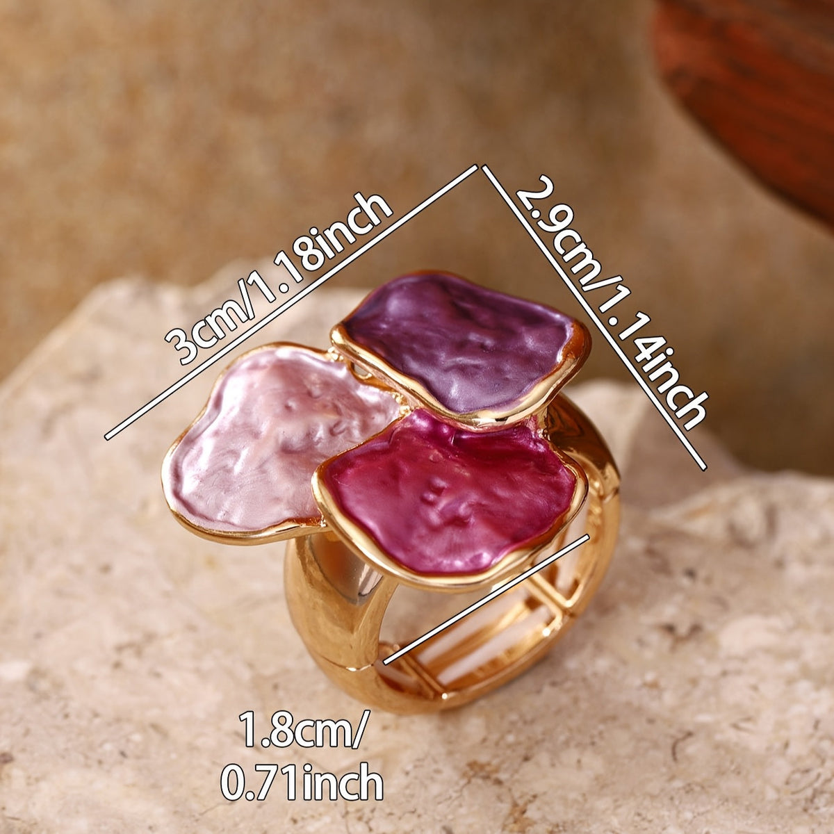 Roségouden ring met roze en paarse edelstenen
