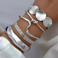 Zilveren gestapelde cuff-armbandenset