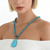 Bohemian kralenketting met turkooizen druppelhanger