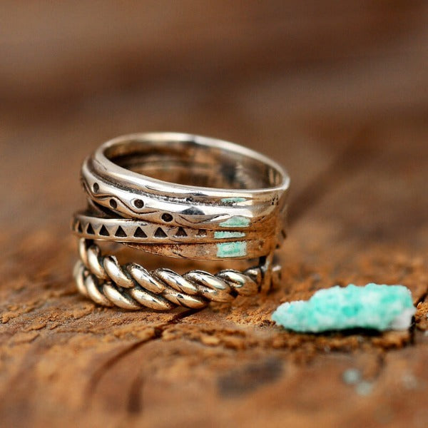 Zilveren brede bandring met Azteeks bohemian motief