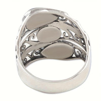 Zilveren brede ring met blauwe lapis druppelstenen