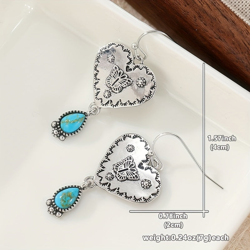 Zilveren vintage oorbellen met turquoise filigrein